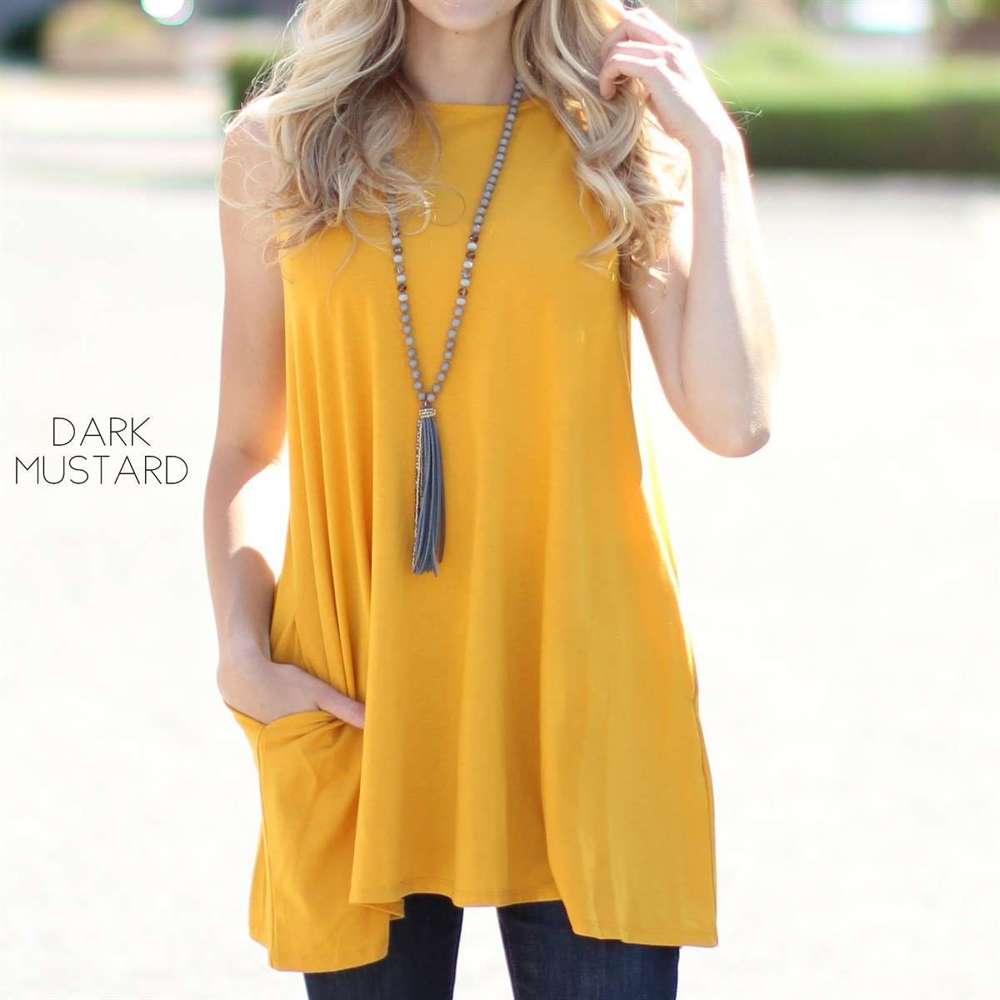 Flowy Pocket Tunic Tank | S-XL | Sleeveless Design | Essential Wardrobe Staple