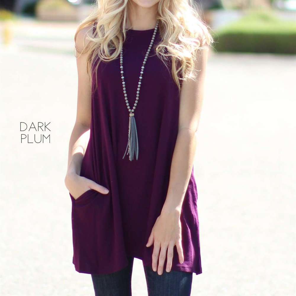 Flowy Pocket Tunic Tank | S-XL | Sleeveless Design | Essential Wardrobe Staple