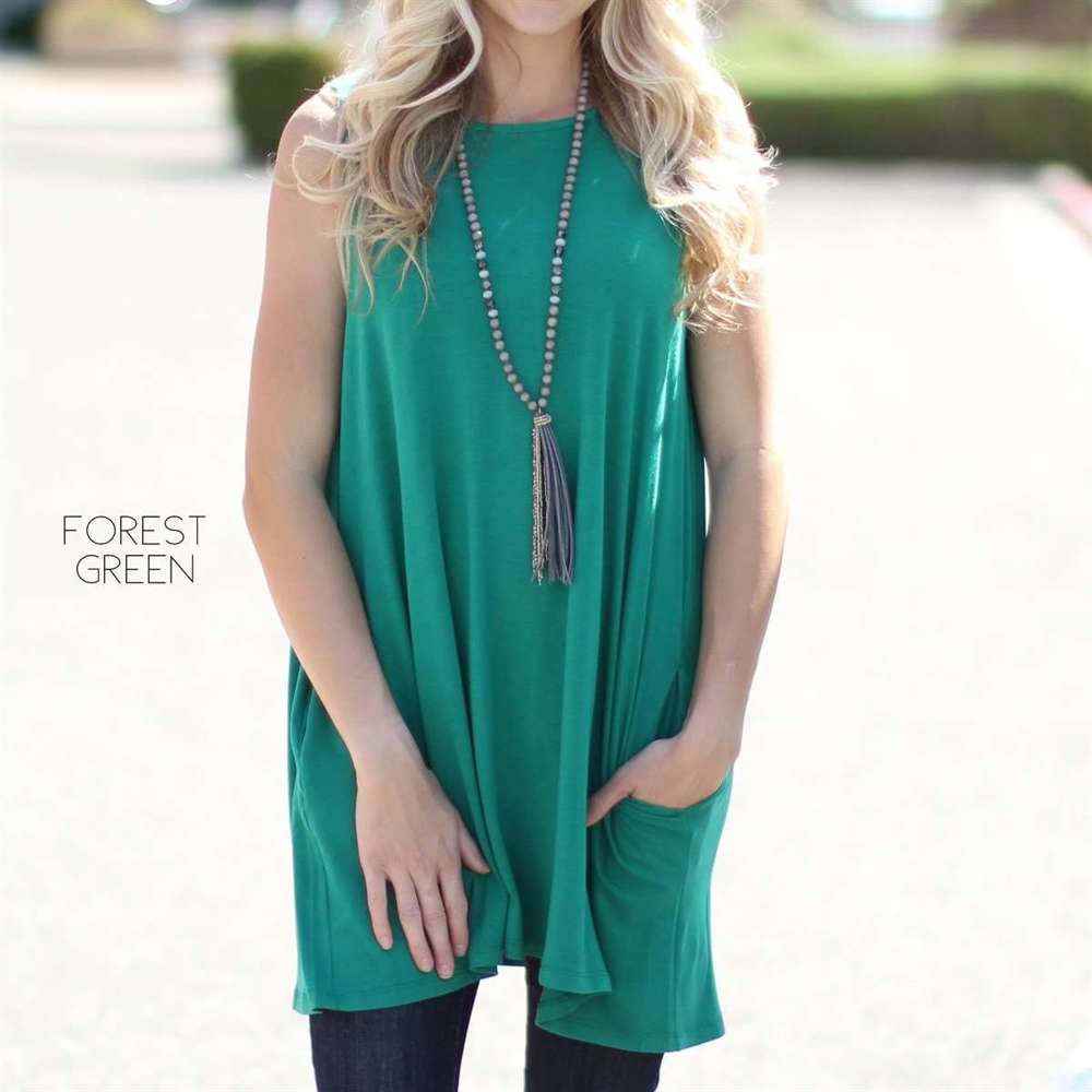 Flowy Pocket Tunic Tank | S-XL | Sleeveless Design | Essential Wardrobe Staple