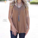 Small Deep Camel Reversible Flowy Tank | S-L | Dual Neckline | Premium Fabric | Dress Up or Down