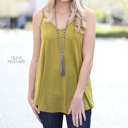 Small Olive Mustard Reversible Flowy Tank | S-L | Dual Neckline | Premium Fabric | Dress Up or Down