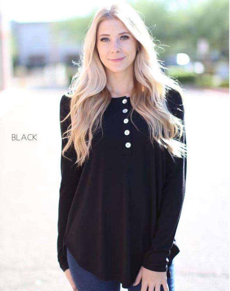 Flowy Button Top | S-XL | Long Sleeve | Functional Front Buttons