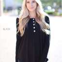 Large Black Flowy Button Top | S-XL | Long Sleeve | Functional Front Buttons