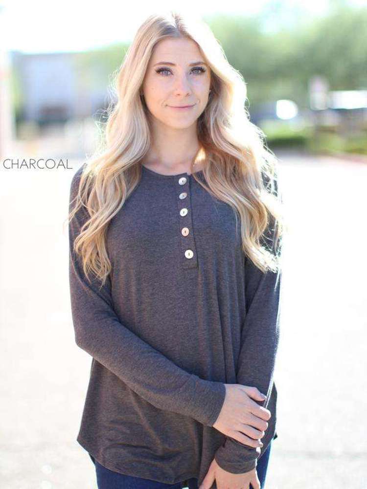 Flowy Button Top | S-XL | Long Sleeve | Functional Front Buttons