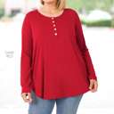 Small Dark Red Flowy Button Top | S-XL | Long Sleeve | Functional Front Buttons