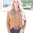 Small Deep Camel Flowy Button Top | S-XL | Long Sleeve | Functional Front Buttons