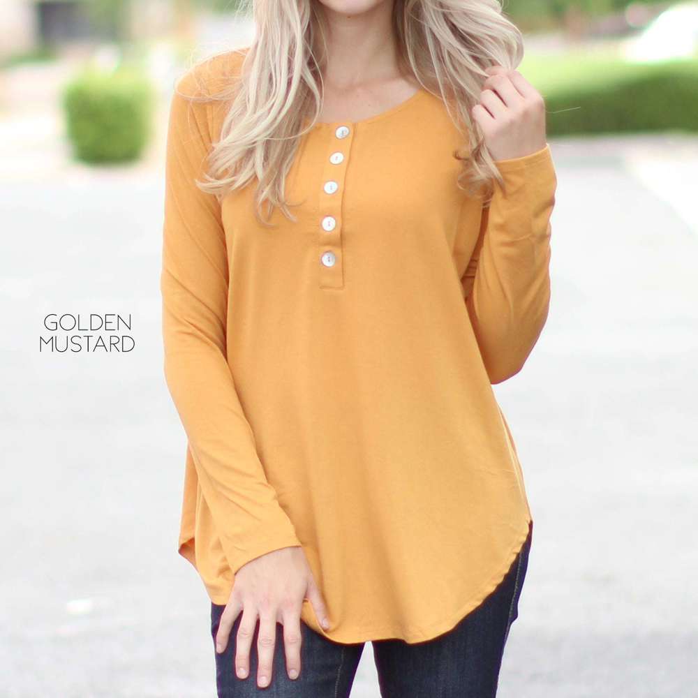 Flowy Button Top | S-XL | Long Sleeve | Functional Front Buttons