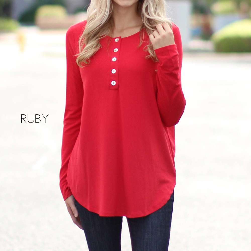 Flowy Button Top | S-XL | Long Sleeve | Functional Front Buttons