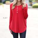 XL Ruby Flowy Button Top | S-XL | Long Sleeve | Functional Front Buttons