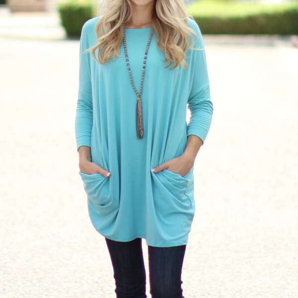 Long Length Pocket Tunic | S-XL | Perfect for Jeans or Leggings | Premium Fabric | Convenient Pockets | Approx. 32" Length