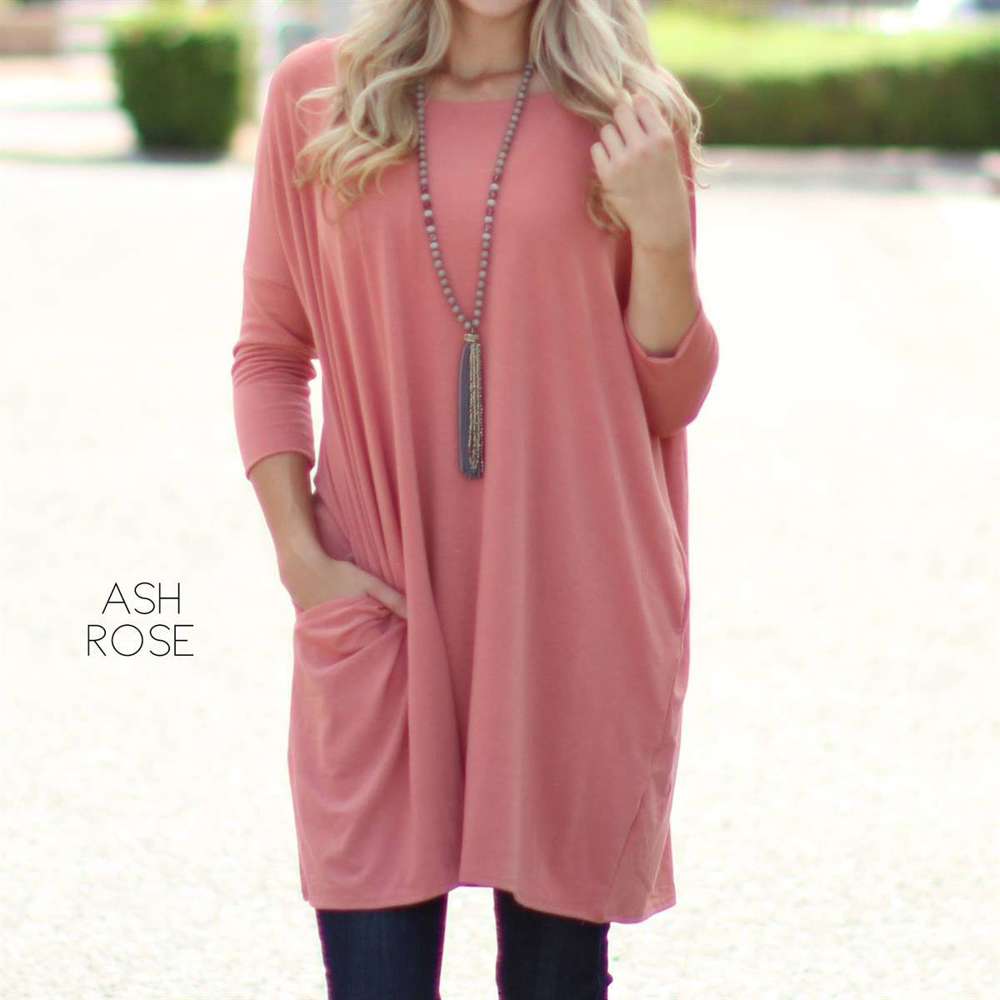 Long Length Pocket Tunic | S-XL | Perfect for Jeans or Leggings | Premium Fabric | Convenient Pockets | Approx. 32" Length