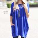 Medium Denim Blue Long Length Pocket Tunic | S-XL | Premium Fabric | Long Length | Practical Pockets