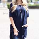 Medium Navy Long Length Pocket Tunic | S-XL | Premium Fabric | Long Length | Practical Pockets