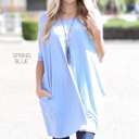 Medium Spring Blue Long Length Pocket Tunic | S-XL | Premium Fabric | Long Length | Practical Pockets