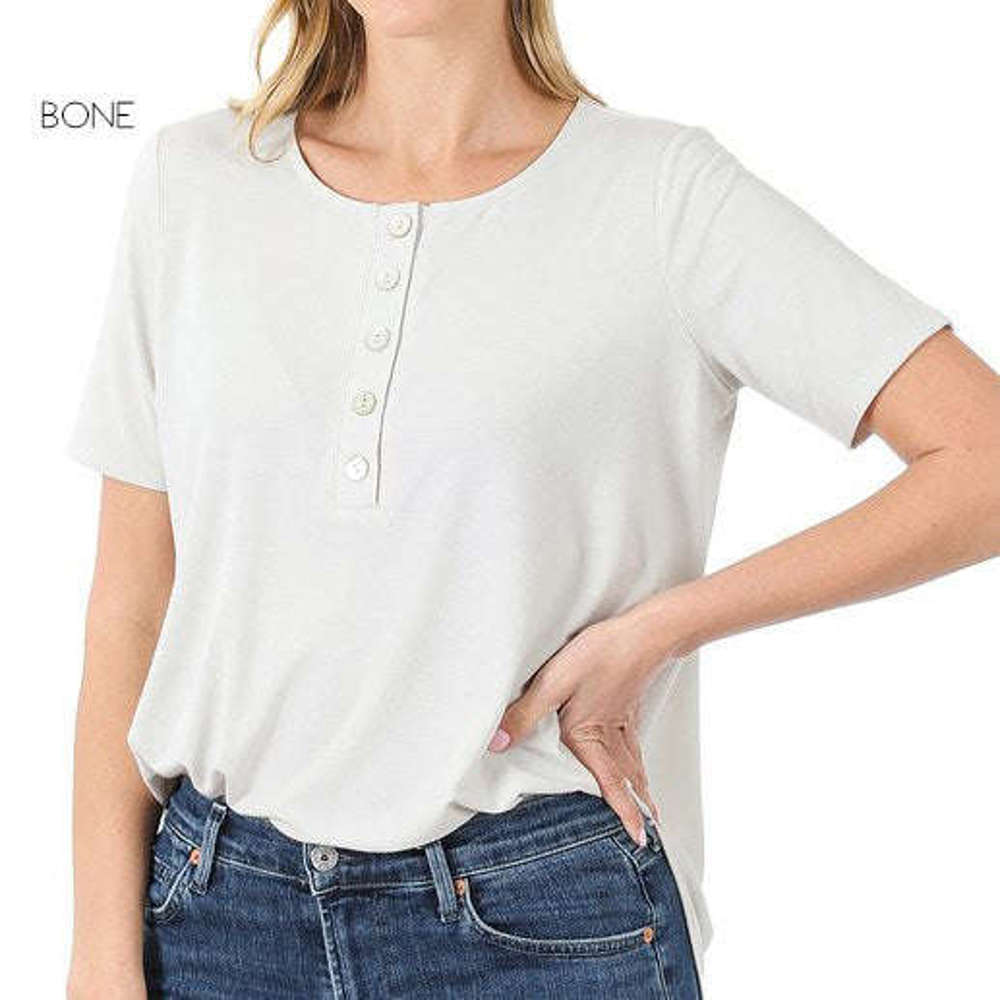 Flowy Henley Top | S-3XL | Functional Buttons | Flowy Design | Long Sleeve