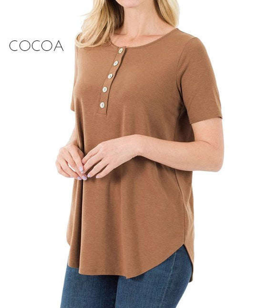 Flowy Henley Top | S-3XL | Functional Buttons | Flowy Design | Long Sleeve