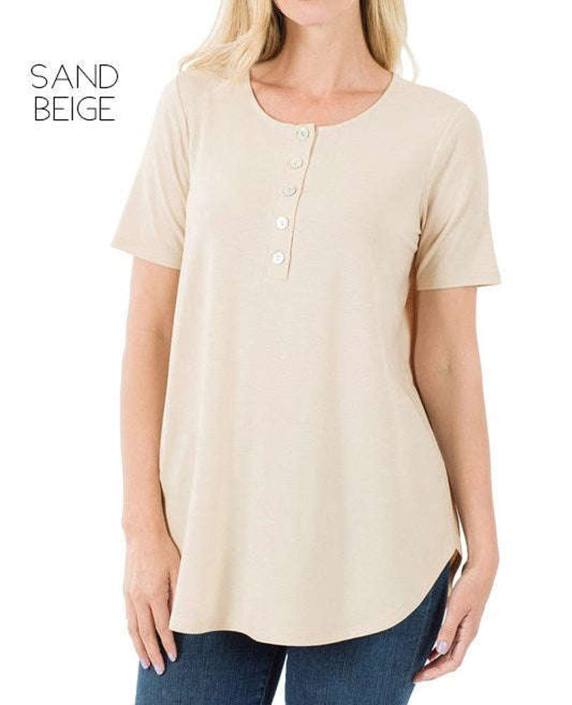 Flowy Henley Top | S-3XL | Functional Buttons | Flowy Design | Long Sleeve