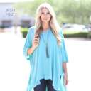 2X Ash Mint Poncho Tunic Top | S-3XL | Oversized Fit | Soft V-Neck Design | Cozy Fall & Winter Style