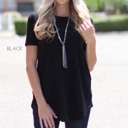 Large Black Scoop Neck Flowy Tee | S-XL