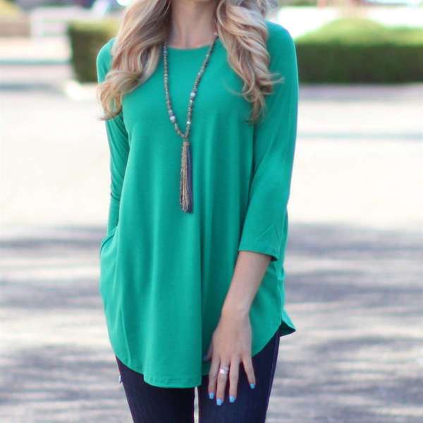 Flowy 3/4 Sleeve Top | S | Favorite Go-To Style | Scoop Neck Design | Versatile for Layering