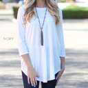 Small Ivory Flowy 3/4 Sleeve Top | S | Favorite Go-To Style | Scoop Neck Design | Versatile for Layering