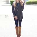 Small Ash Grey Flowy Long Sleeve Top | S-XL | Scoop Neck | Versatile Layering Piece