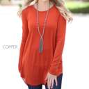 Small Copper Flowy Long Sleeve Top | S-XL | Scoop Neck | Versatile Layering Piece