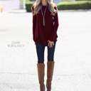 Small Dark Burgundy Flowy Long Sleeve Top | S-XL | Scoop Neck | Versatile Layering Piece