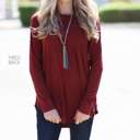 Small Dark Rust Flowy Long Sleeve Top | S-XL | Scoop Neck | Versatile Layering Piece