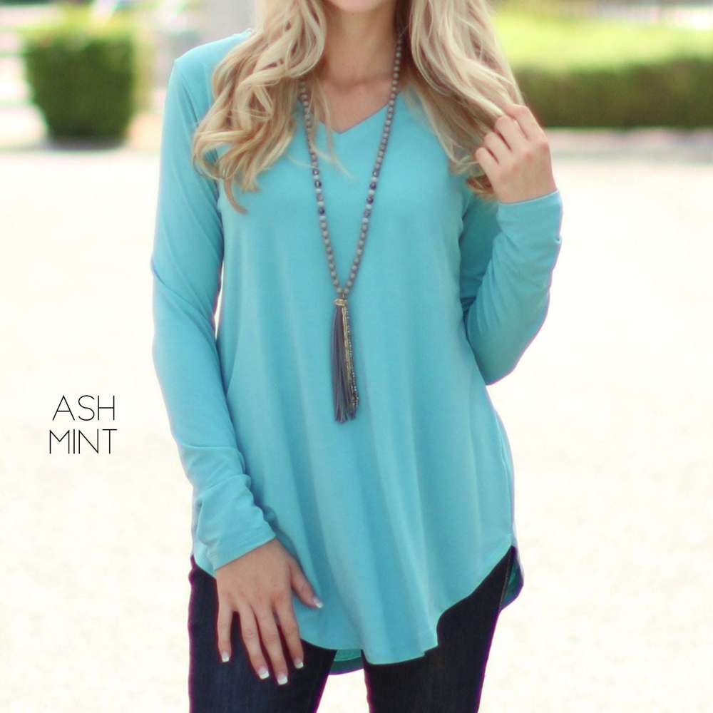 Flowy Long Sleeve V-Neck Top | S-XL | Versatile Layering Piece