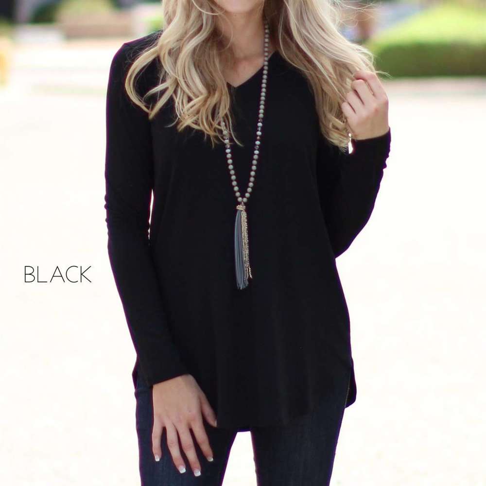 Flowy Long Sleeve V-Neck Top | S-XL | Versatile Layering Piece