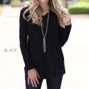 Small Black Flowy Long Sleeve V-Neck Top | S-XL | Versatile Layering Piece