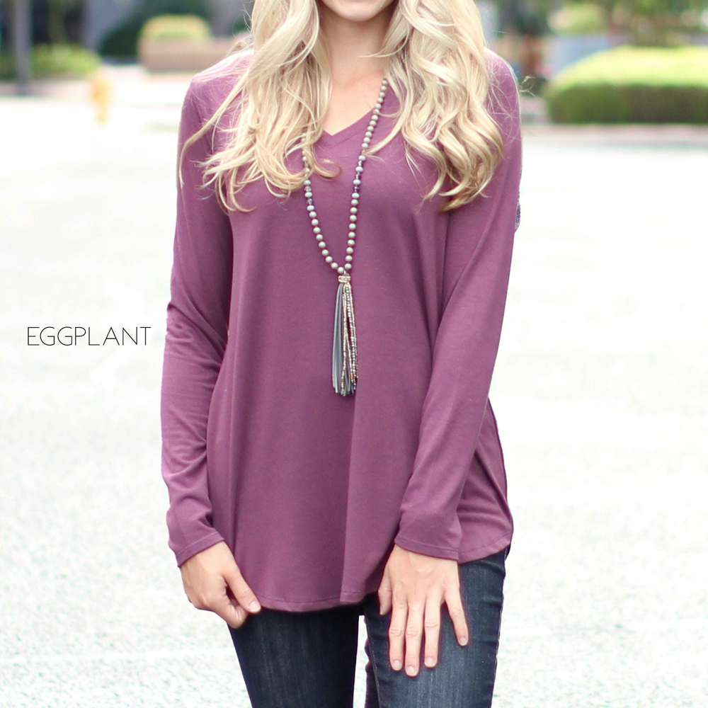 Flowy Long Sleeve V-Neck Top | S-XL | Versatile Layering Piece