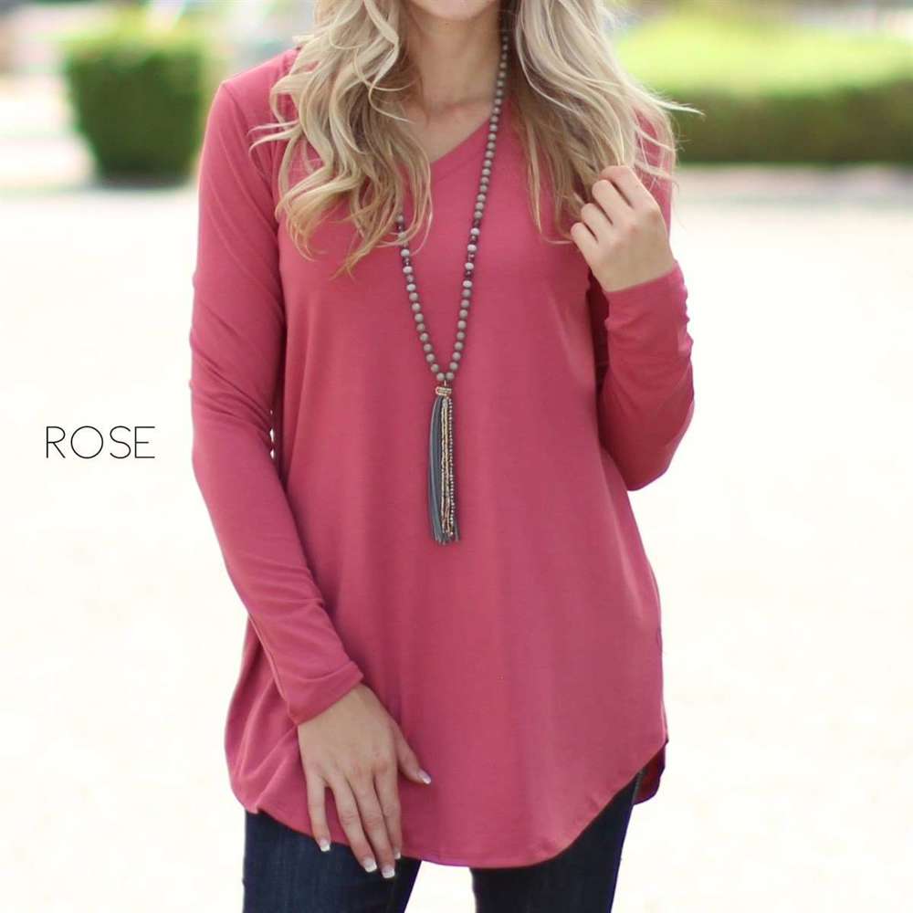 Flowy Long Sleeve V-Neck Top | S-XL | Versatile Layering Piece