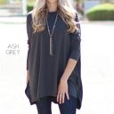 Large Ash Grey Cowl Neck Tunic | S-XL | Soft Cowl Neck Design | Loose Oversized Fit | Ultra-Soft Fabric