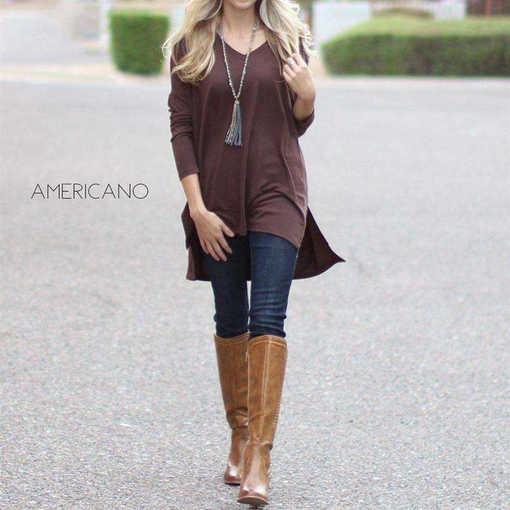 V-Neck Side Slit Tunic | S-XL | Loose Fit | Ultra-Soft Fabric | Oversized Design