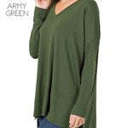 Small Army Green V-Neck Side Slit Tunic | S-XL | Loose Fit | Ultra-Soft Fabric | Oversized Design