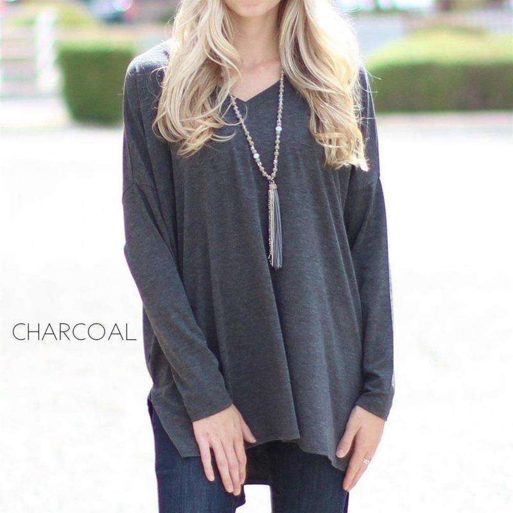 V-Neck Side Slit Tunic | S-XL | Loose Fit | Ultra-Soft Fabric | Oversized Design