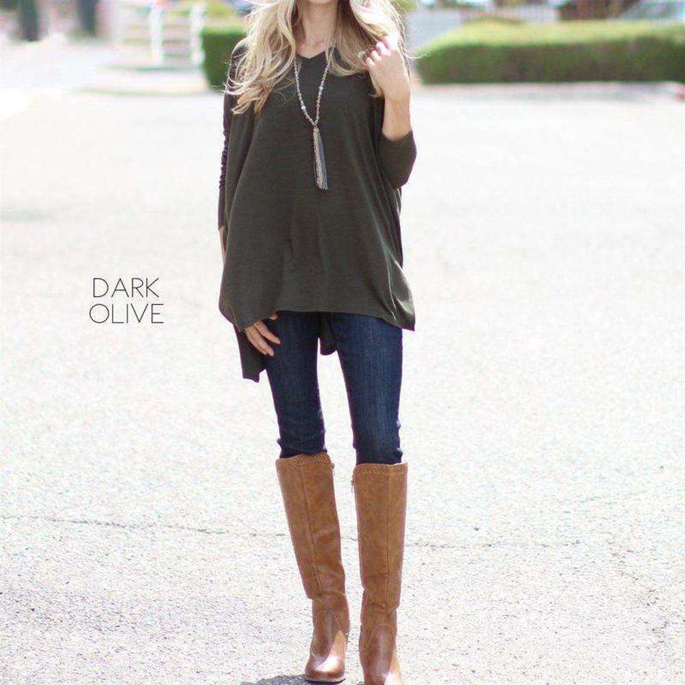 V-Neck Side Slit Tunic | S-XL | Loose Fit | Ultra-Soft Fabric | Oversized Design