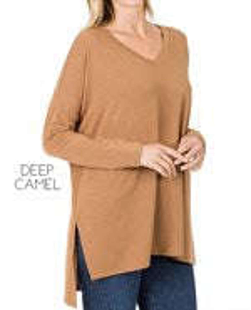 V-Neck Side Slit Tunic | S-XL | Loose Fit | Ultra-Soft Fabric | Oversized Design