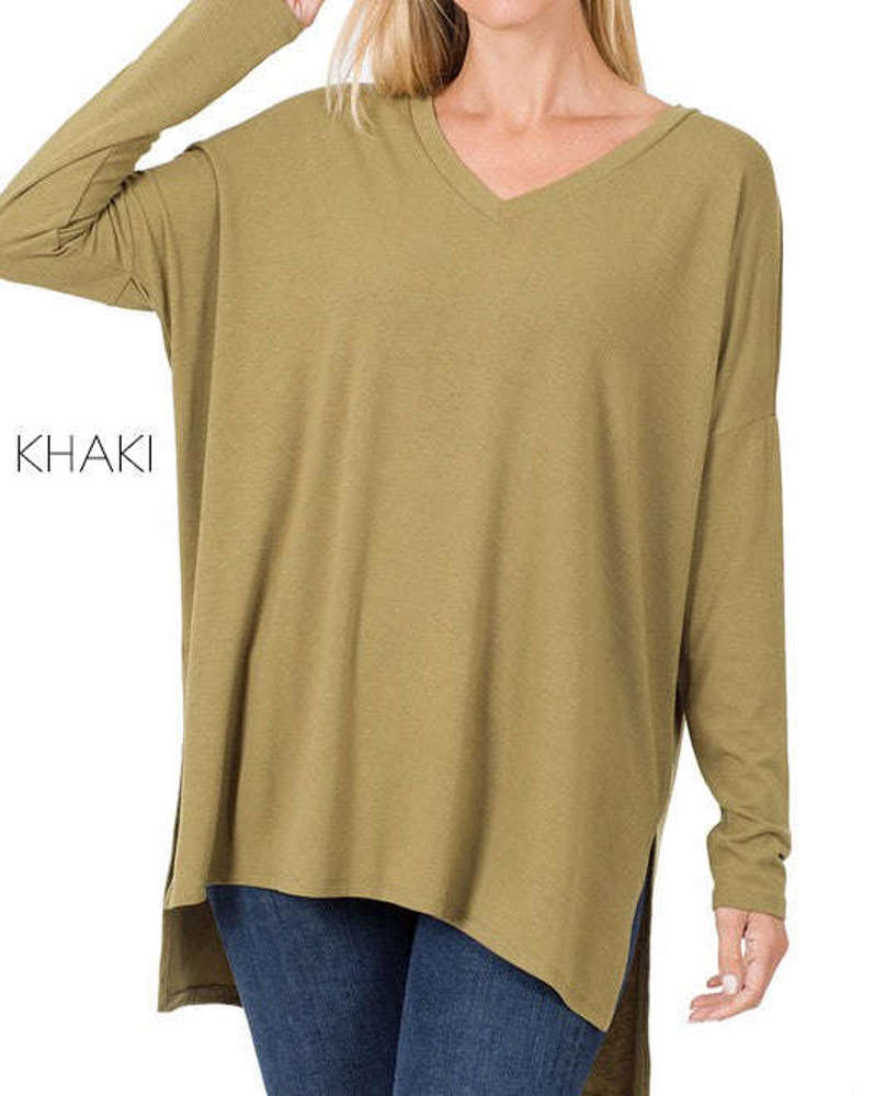 V-Neck Side Slit Tunic | S-XL | Loose Fit | Ultra-Soft Fabric | Oversized Design