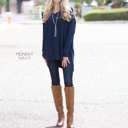 Small Midnight Navy V-Neck Side Slit Tunic | S-XL | Loose Fit | Ultra-Soft Fabric | Oversized Design