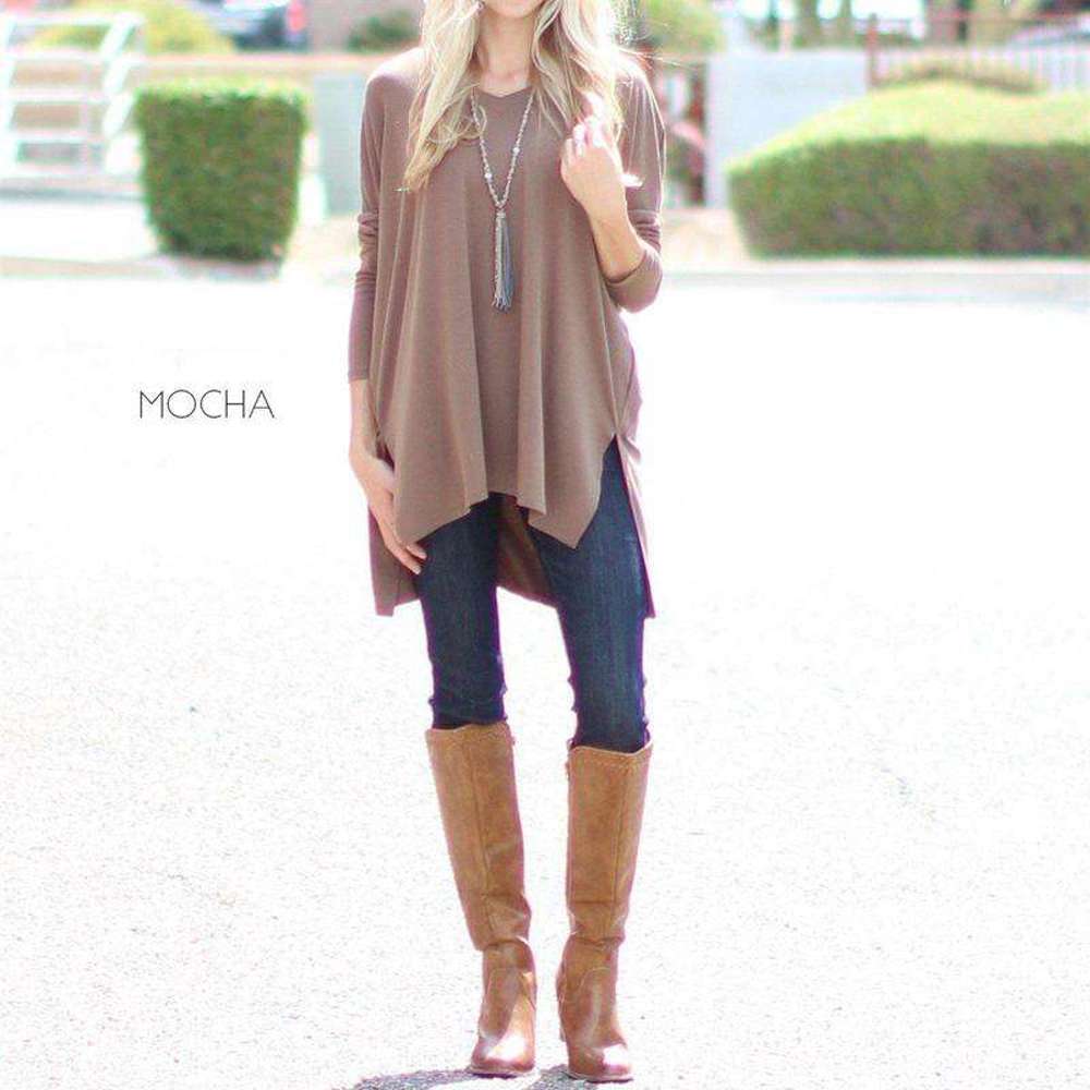 V-Neck Side Slit Tunic | S-XL | Loose Fit | Ultra-Soft Fabric | Oversized Design