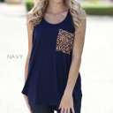 Small Navy Leopard Pocket Flowy Tank | S-XL | Premium Fabric | Stylish Leopard Pocket Detail | Easy to Dress Up or Down | Available in Neutral Colors