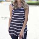 Small Ash Grey Striped Flowy Tank | S-XL | Versatile Layering Top | Soft Fabric