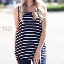 Small Black Ivory Striped Flowy Tank | S-XL | Versatile Layering Top | Soft Fabric