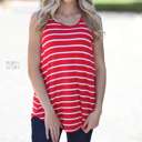 Small Ruby Ivory Striped Flowy Tank | S-XL | Versatile Layering Top | Soft Fabric