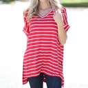  Cuffed Sleeve Striped Tunic | S-XL | Favorite Go-To Tee | Stylish Cuffed Sleeves | Perfect for Jeans or Leggings | Available in Various Colors