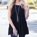 Small Black Tiered Sleeveless Tunic | S-XL | Premium Fabric | Layered Design | Versatile Style