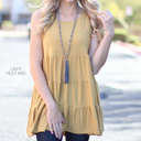 Large Light Mustard Tiered Sleeveless Tunic | S-XL | Premium Fabric | Layered Design | Versatile Style